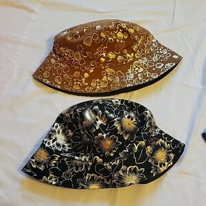 (B) brown and black y2k bucket hats